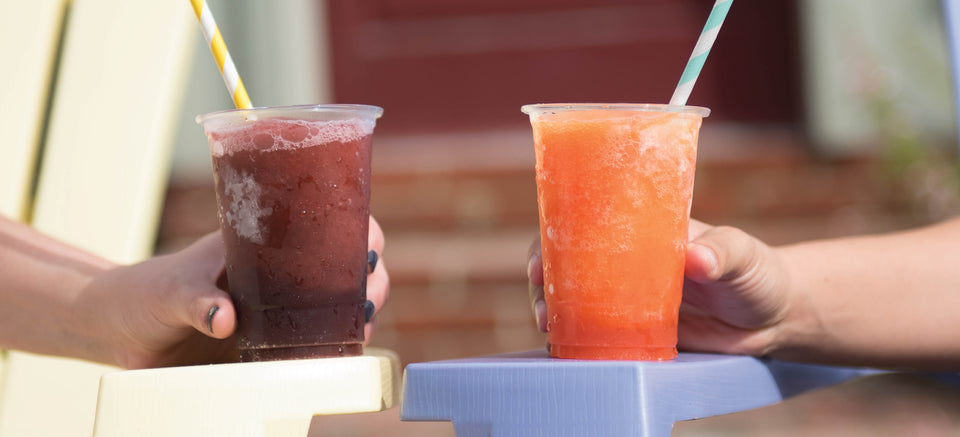 Two Chaddsford wine slushies enjoyed by customers in front of our cottage. 