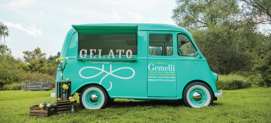 Find the Gemelli Vintage Gelato Truck at Chaddsford Winery through September